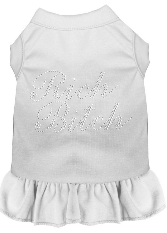 Rhinestone Rich Bitch Dress White XS